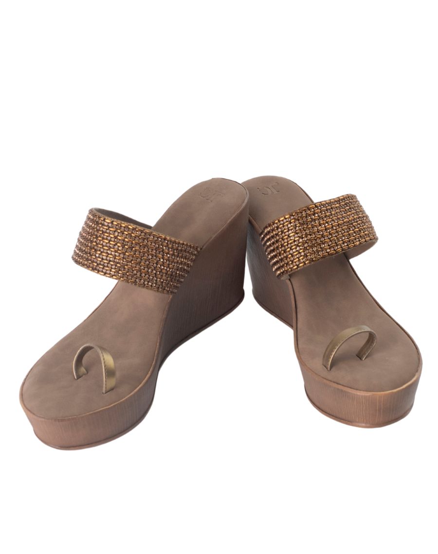 Sandal high-wedge - Beaded toe