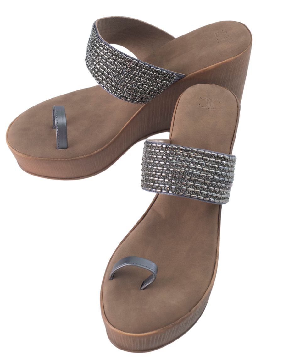 Sandal high-wedge - Beaded toe