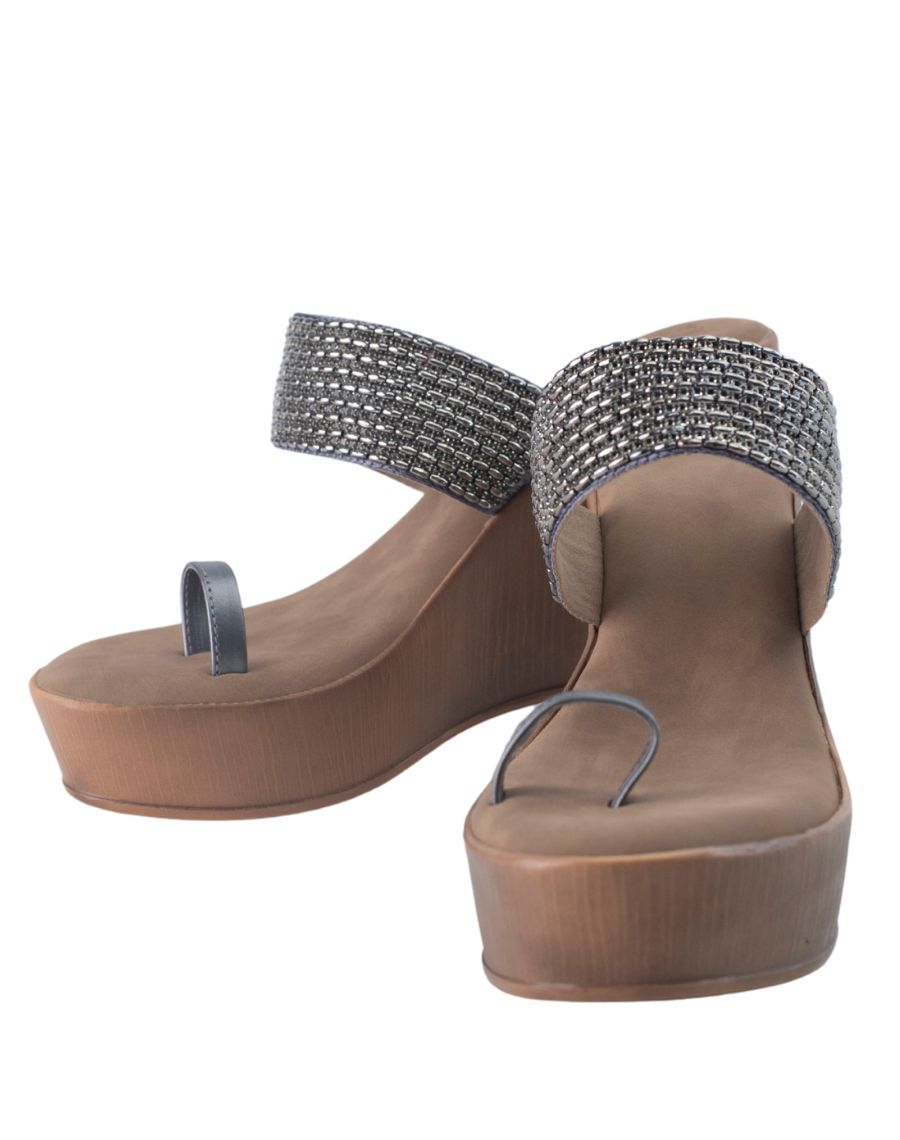 Sandal high-wedge - Beaded toe