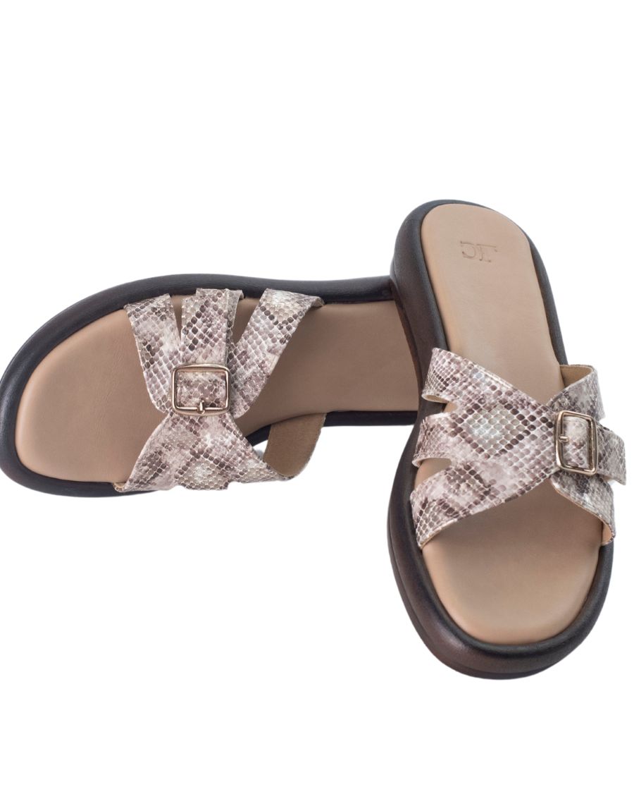 Flat sandal - Cross Strap - Buckle