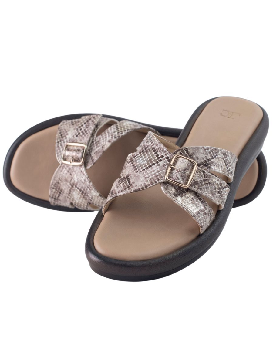 Flat sandal - Cross Strap - Buckle